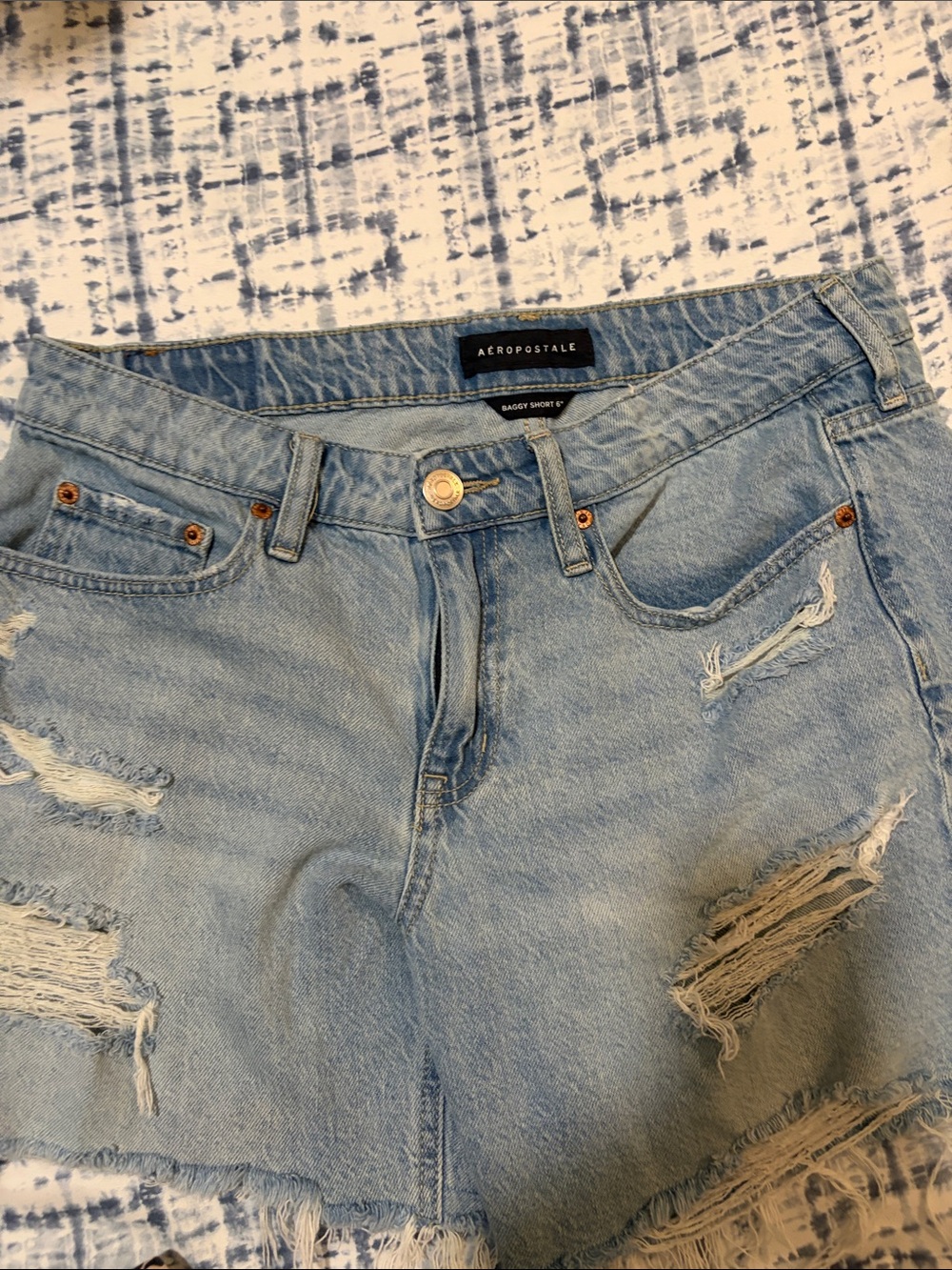 Aeropostale Light Blue Distressed Denim Shorts